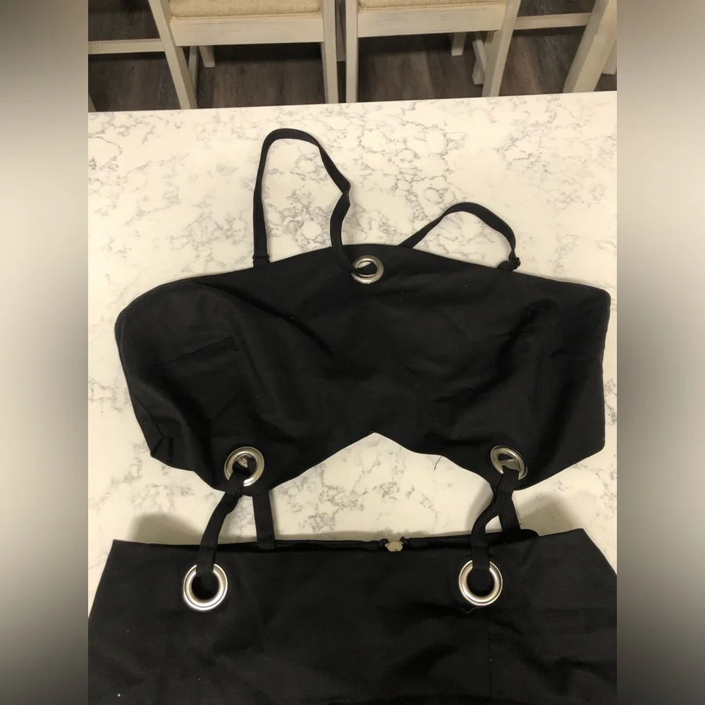 Tobi Black Mini Dress with Silver Zipper Goth/Emo Inspired - Picture 2 of 4